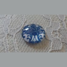 cabujón de vidrio redondo 12mm flor azul 024 
