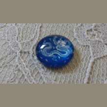 cabujón de vidrio redondo 12mm flor azul 022 