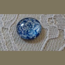 cabujón de vidrio redondo 12mm flor azul 019 
