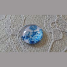 cabujón de vidrio redondo 12mm flor azul 016 