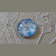 cabujón de vidrio redondo 12mm flor azul 014 