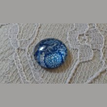 cabujón de vidrio redondo 12mm flor azul 013 