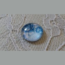 cabujón de vidrio redondo 12mm flor azul 010 