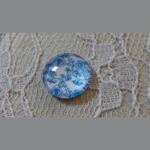 cabujón de vidrio redondo 12mm flor azul 006 