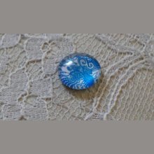 cabujón de vidrio redondo 12mm flor azul 002 