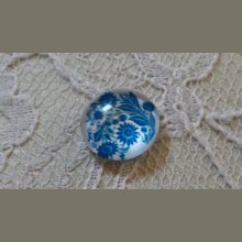 cabujón de vidrio redondo 12mm flor azul 001 