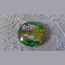 cabujón de cristal redondo 25mm flor 01-043 