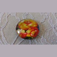 cabujón de cristal redondo 25mm flor 01-038 