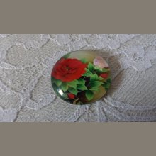 cabujón de cristal redondo 25mm flor 01-033 