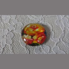 cabujón de cristal redondo 25mm flor 01-004 