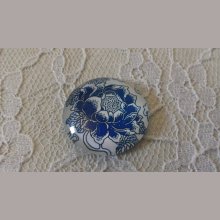 cabujón de cristal redondo 25mm flor 021 
