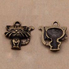 set de 5 colgantes de metal bronce con forma de gato-No. 01 Cat Pendant 