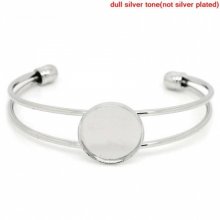 1 soporte de pulsera cabujón redondo + 1 cabujón de vidrio 18 mm N°01