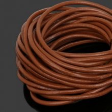 0.87 Cm Cordon rond cuir lisse Marron 3 mm