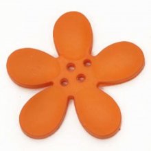 Fleur Orchidée résine 4 trous 40 x 3 mm Orange