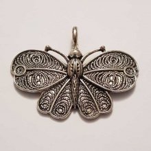 Breloque papillon N°33 Argent 32 x 42 mm