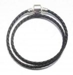 Pulsera trenzada europea de 2 vueltas Clip Uni 01 18cm Negro