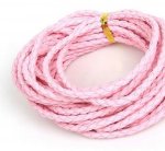 Cordón de polipiel trenzado redondo de 5 metros Rosa 3 mm