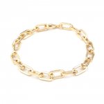 Pulsera de malla ovalada bañada en oro de 16 quilates 22 cm N°03