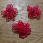 Lote de 3 flores de colores Telas de organza Fushia