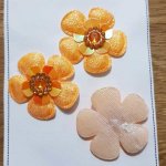 Lote de 3 flores 5 pétalos Telas Naranja