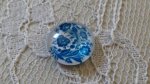 cabujón de vidrio redondo 12mm flor azul 003 
