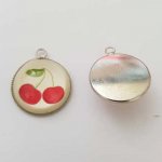 Pendentif Cabochon 20 mm en Verre Fantaisie N°04-02 Cerise