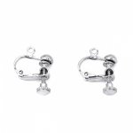 Support Boucle d'oreille Clip réglable à vis argent Vieilli 13 x 18 mm x 1 paire