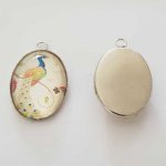 Pendentif Cabochon Ovale 25 x 18 mm en Verre Fantaisie N°01-01