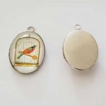 Pendentif Cabochon Ovale 25 x 18 mm en Verre Fantaisie N°03-01