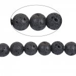 10 Perles en Pierre de Lave Rond Noir 10mm