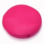 Galet plat résine rond 40 x 10 mm effet cuir Fushia