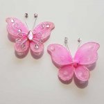 Lot de 2 Papillons Tissus et Strass Rose