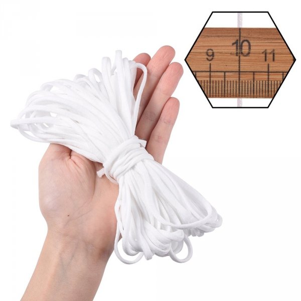 El&aacute;stico plano de poli&eacute;ster blanco de 4 mm a 10 cm