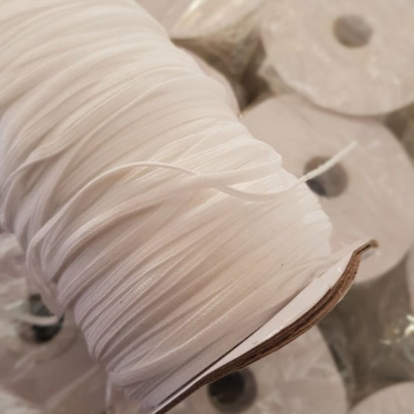 M&aacute;scara el&aacute;stica plana 3 mm Blanco suave por metros