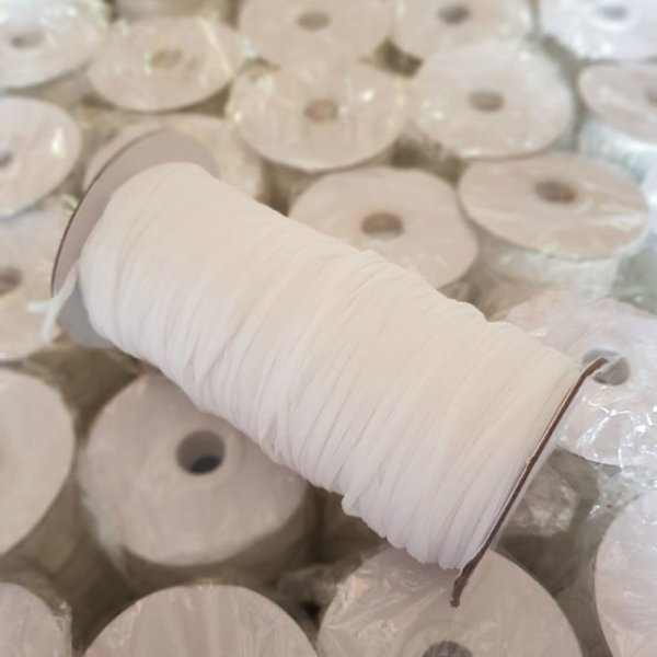 Mascarilla plana el&aacute;stica 3 mm Blanco canastilla suave a 10 cm