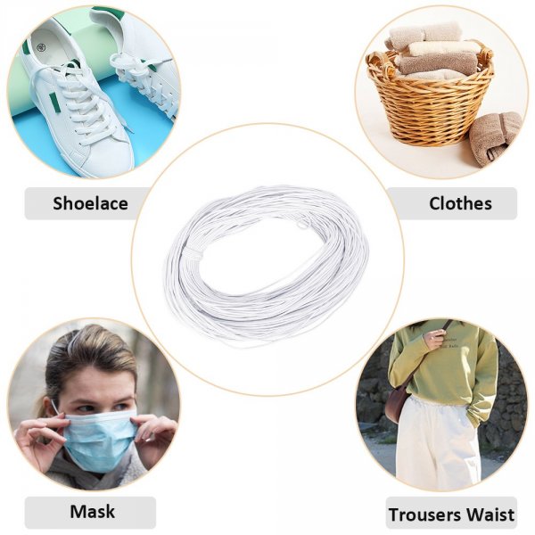 Mascarilla el&aacute;stica redonda 2,5 mm Blanco a 10 cm