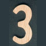 Número 3 en madera de fresno, altura 5 cm