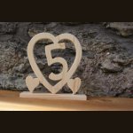 Corazón de boda de madera, 5 años de matrimonio, regalo decorativo original, hecho a mano, idea de regalo de boda de madera