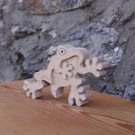 puzzle rana 2 piezas madera haya maciza hecho a mano, batracio