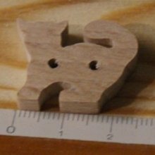 Botón gato 25mm madera maciza artesanal adorno scrapbooking mascotas