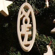Adorno navideño de 12 cm en madera maciza de abeto, decoración natural hecha a mano