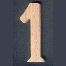 Número 1 de madera, 10 cm de alto, para pintar