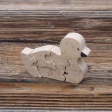 Puzzles de madera animales pato y patito 5 piezas en madera de haya, animales de granja