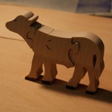 Puzzle de madera 4 piezas haya maciza, hecho a mano, animales de granja
