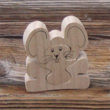 Puzzle de madera 3 piezas abeja ratón hecho a mano