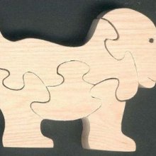 Puzzle de madera perro 5 piezas en madera de haya, aniamux doméstico