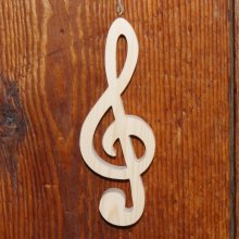 Clave de sol de madera maciza ht 15 cm decoración musical, regalo para músico, hecho a mano