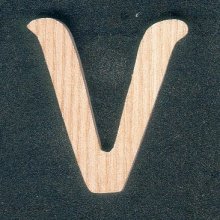 Letra V en madera de fresno altura 5 cm