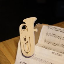 clip de música para figurita de tuba, regalo para músico, tubista hecho a mano en madera maciza